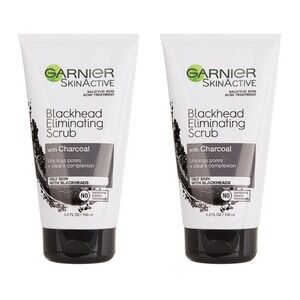 Garnier SkinActive Blackhead Eliminating Scrub Lot of 2 Charcoal Oily Skin 5 oz
